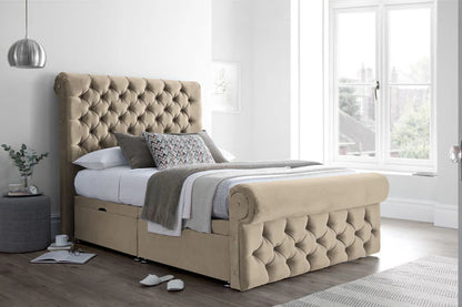 SLEIGH BED, SINGLE/DOUBLE/KING/SUPERKING