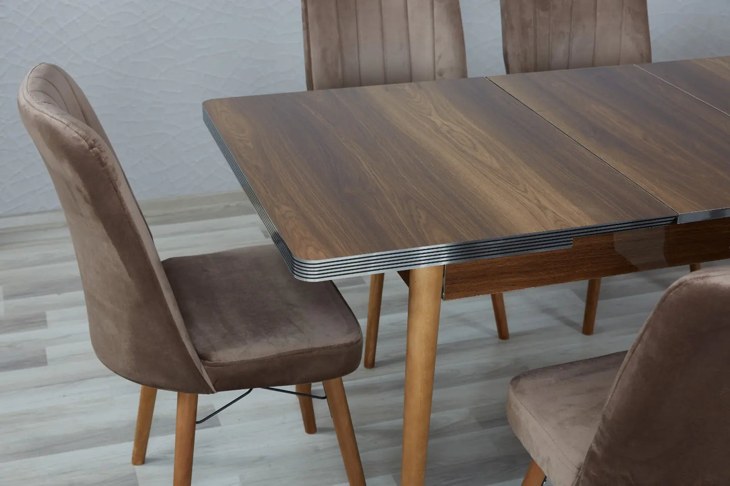 Hamilton Wooden Extendable Dining With 6 Chairs (Brown)