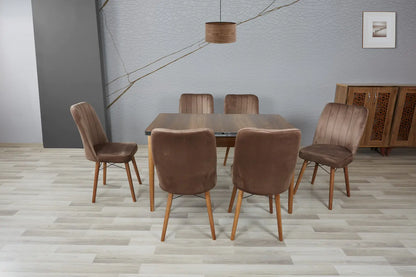 Hamilton Wooden Extendable Dining With 6 Chairs (Brown)